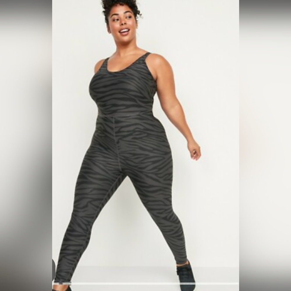 Old Navy Black and Gray Animal Print Jumpsuit